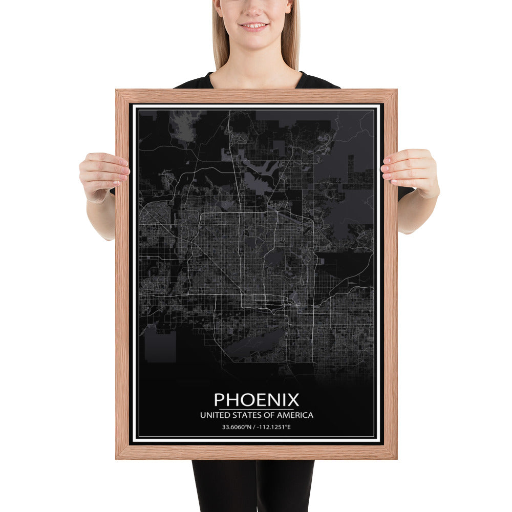 Phoenix Black Framed Map