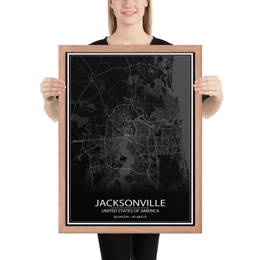 Jacksonville Black Framed Map