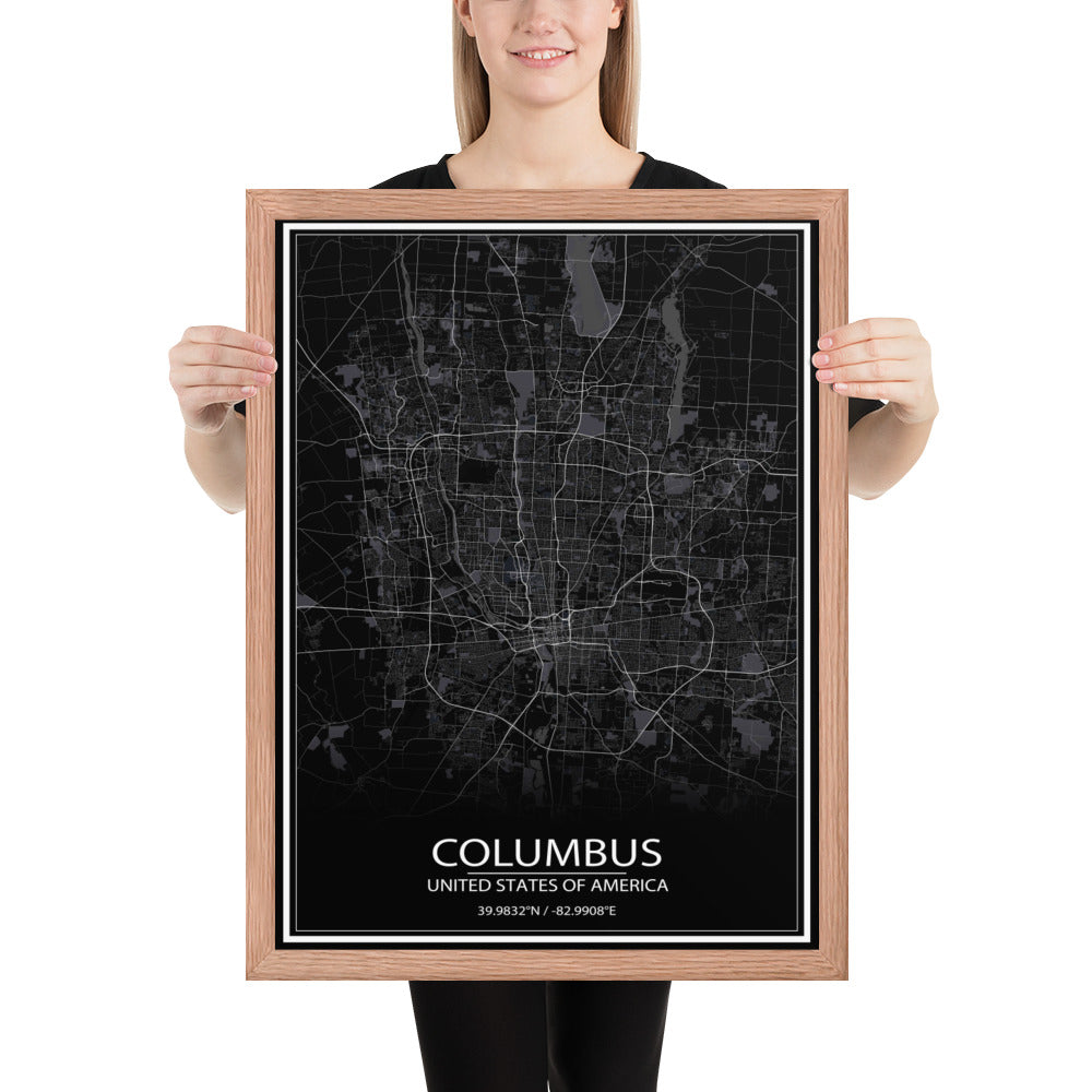 Columbus Black Framed Map