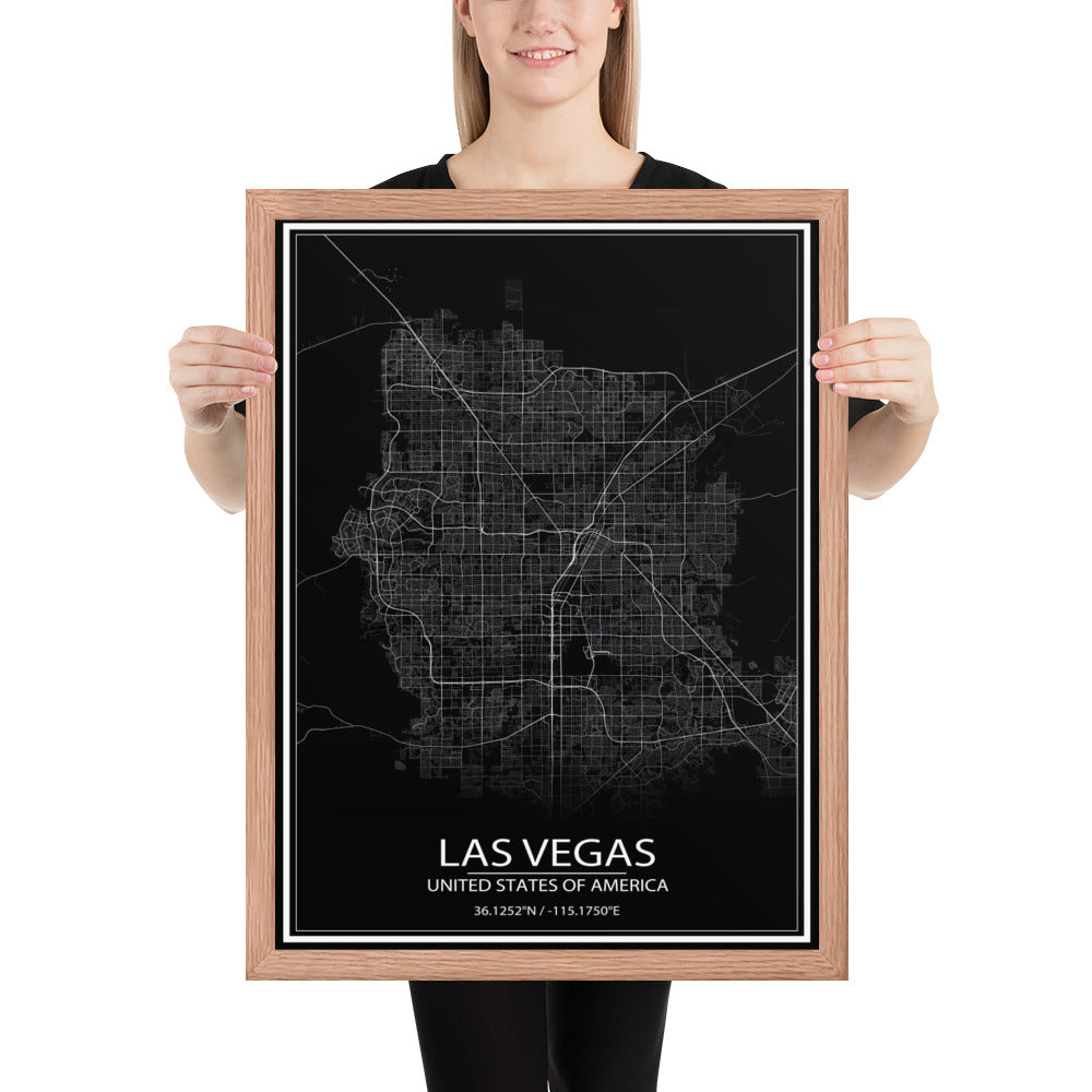 Las Vegas Black Framed Map