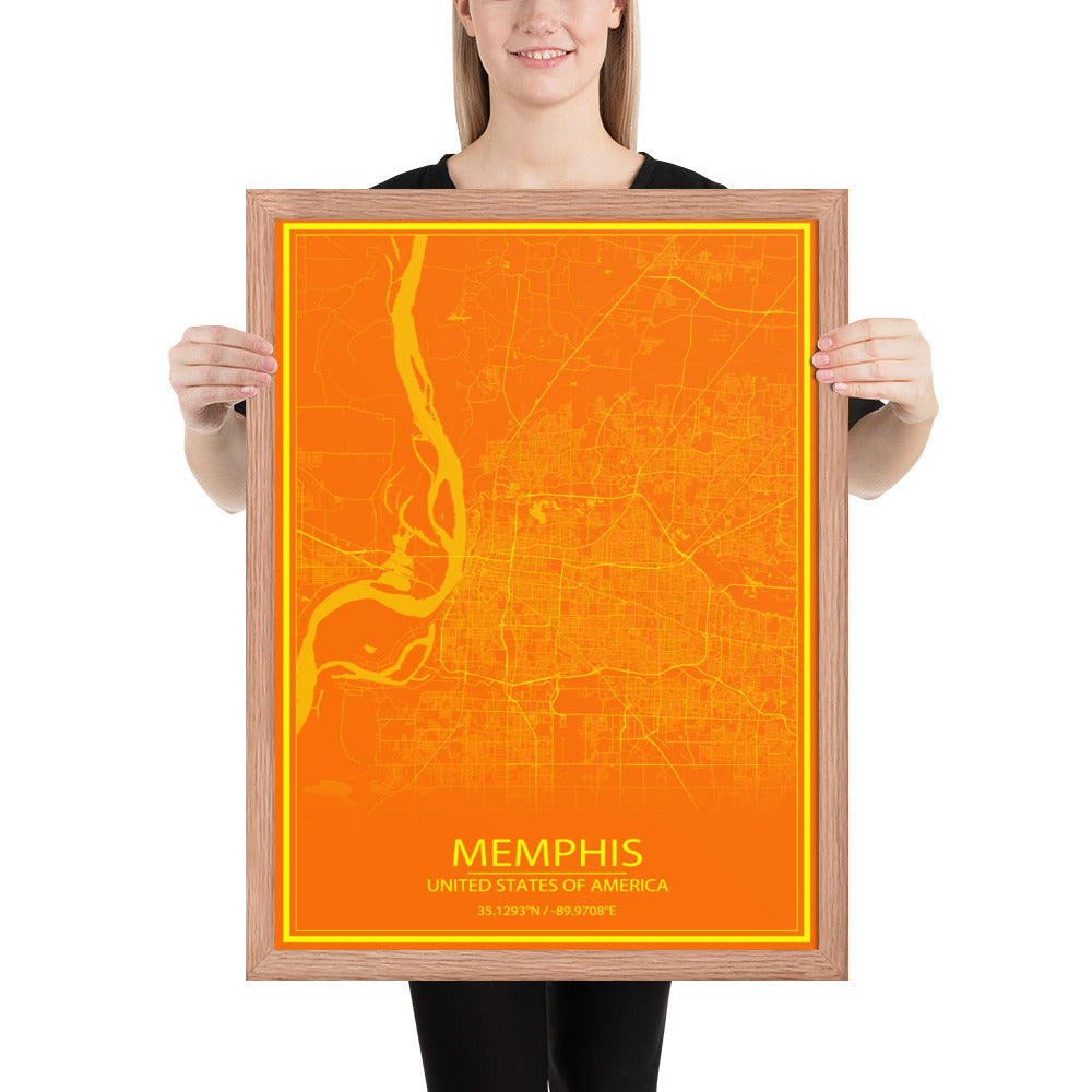 Memphis Orange and Yellow Framed Map