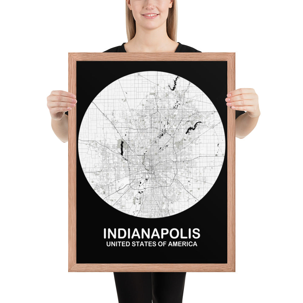 Indianapolis Circular White Framed Map