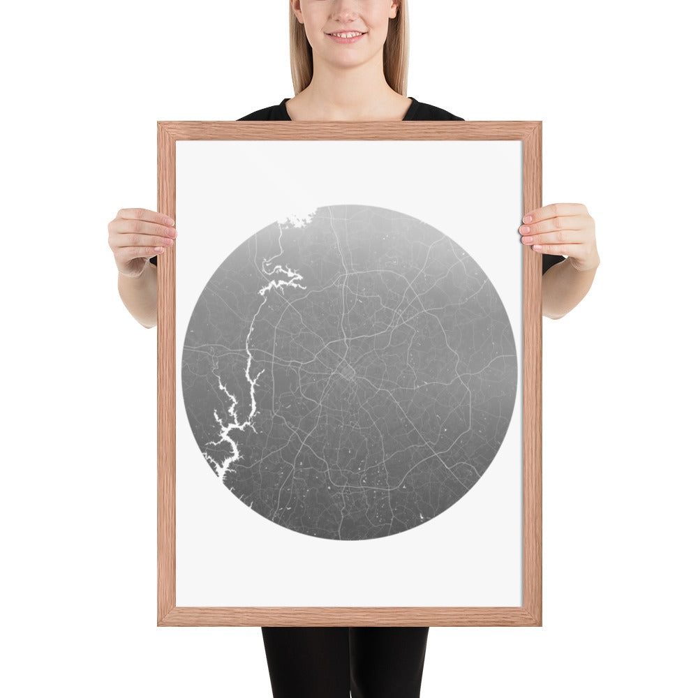 Charlotte Silver on White Framed Map