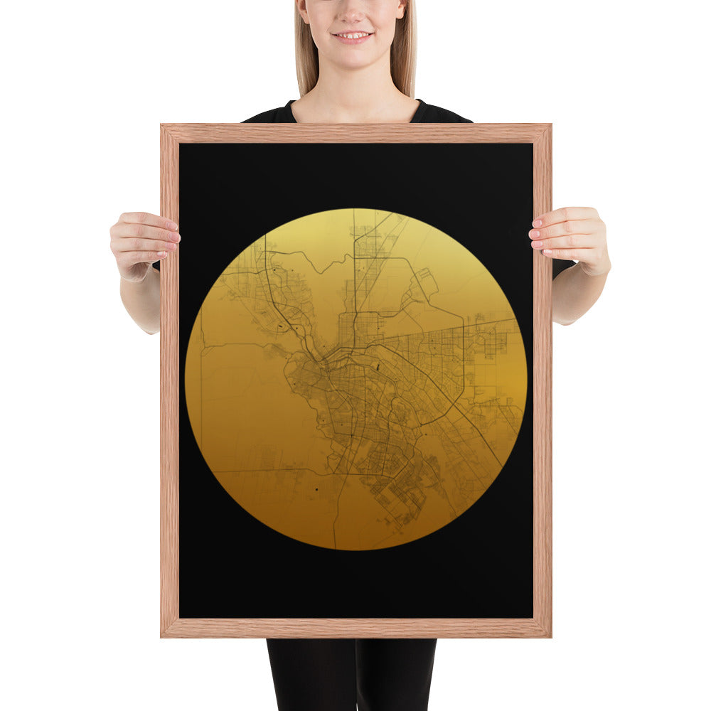 El Paso Gold on Black Framed Map