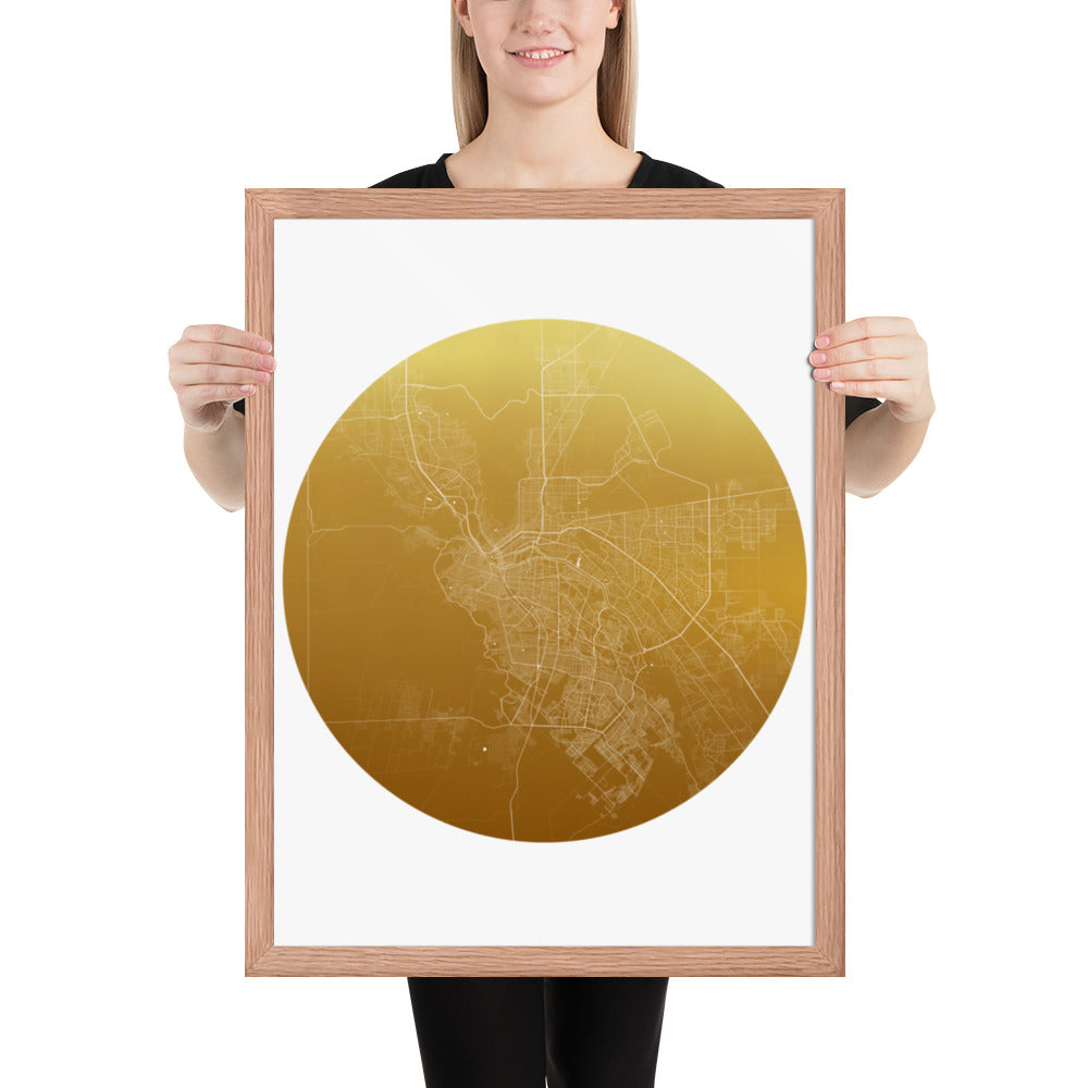 El Paso Gold on White Framed Map