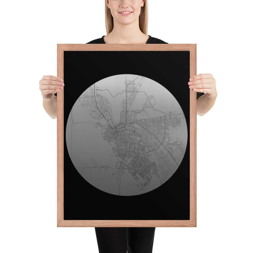 El Paso Silver on Black Framed Map