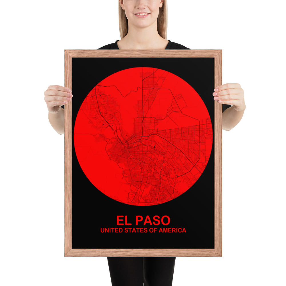 El Paso Circular Red Framed Map