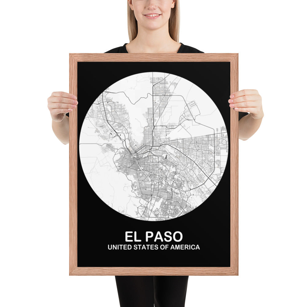 El Paso Circular White Framed Map