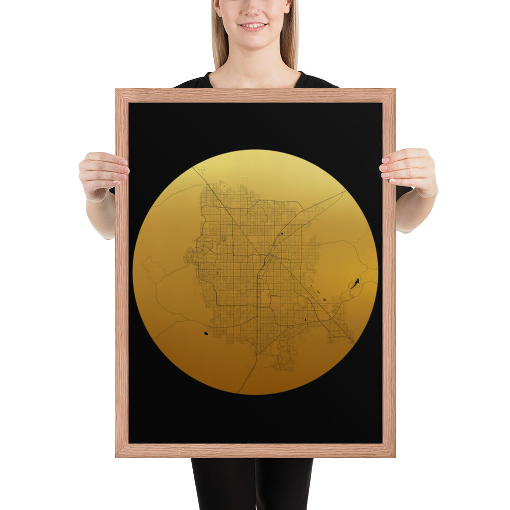 Las Vegas Gold on Black Framed Map