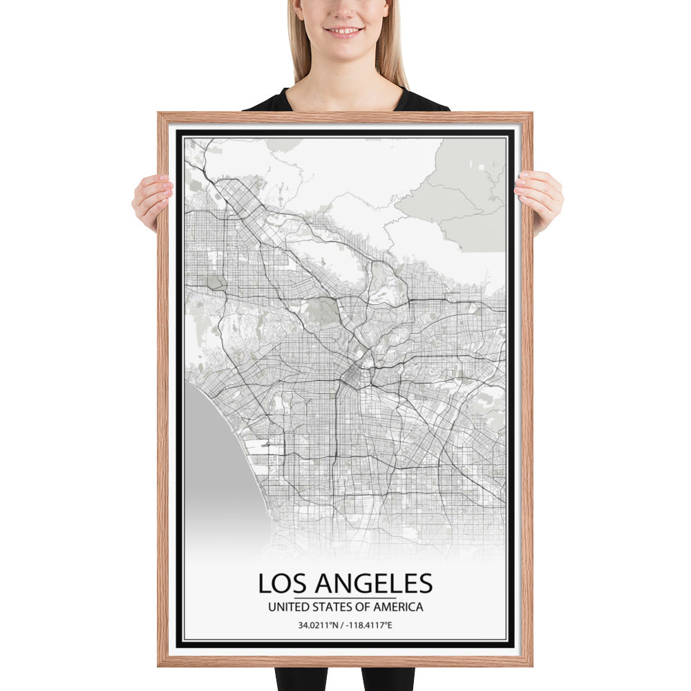 Los Angeles White Framed Map