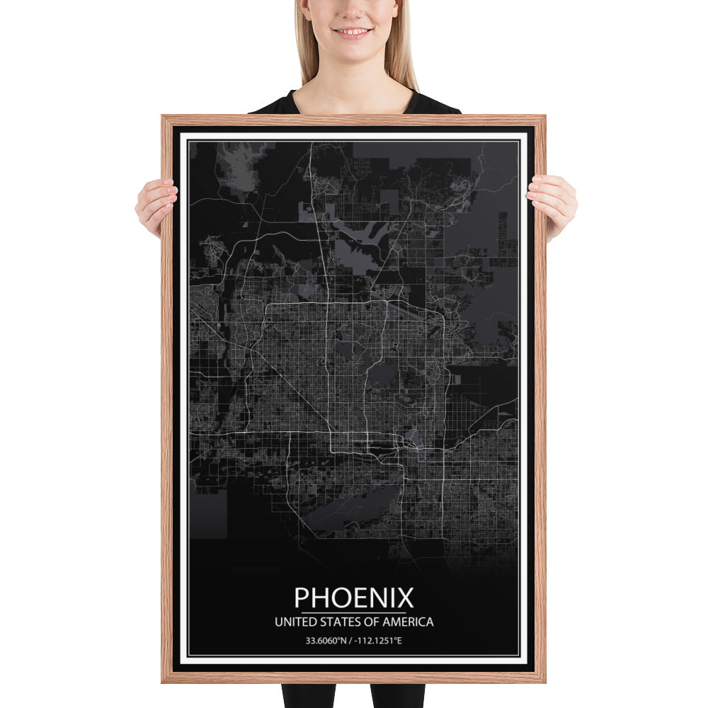 Phoenix Black Framed Map