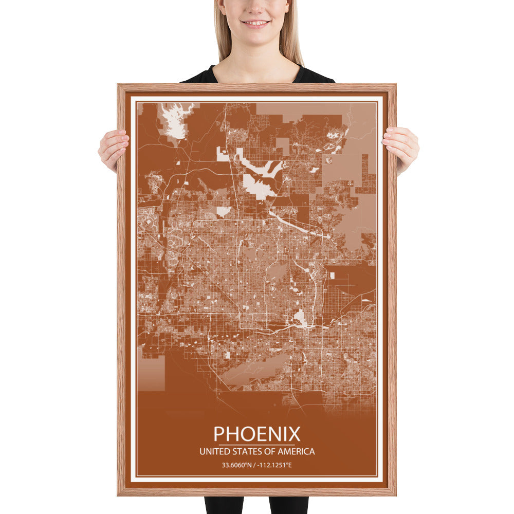 Phoenix Brown and White Framed Map