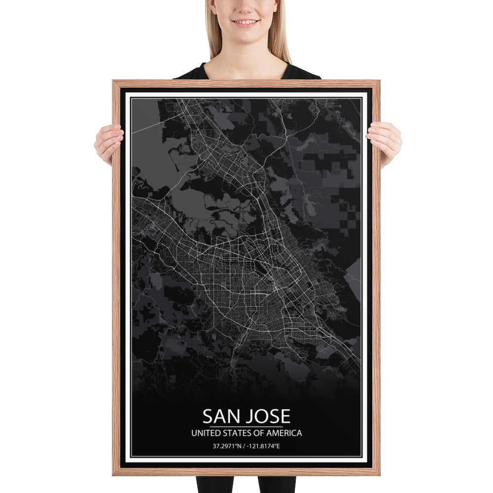 San Jose Black Framed Map