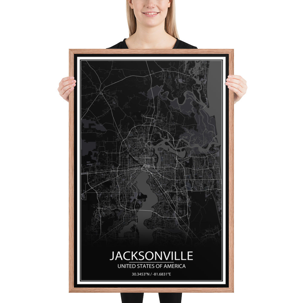 Jacksonville Black Framed Map