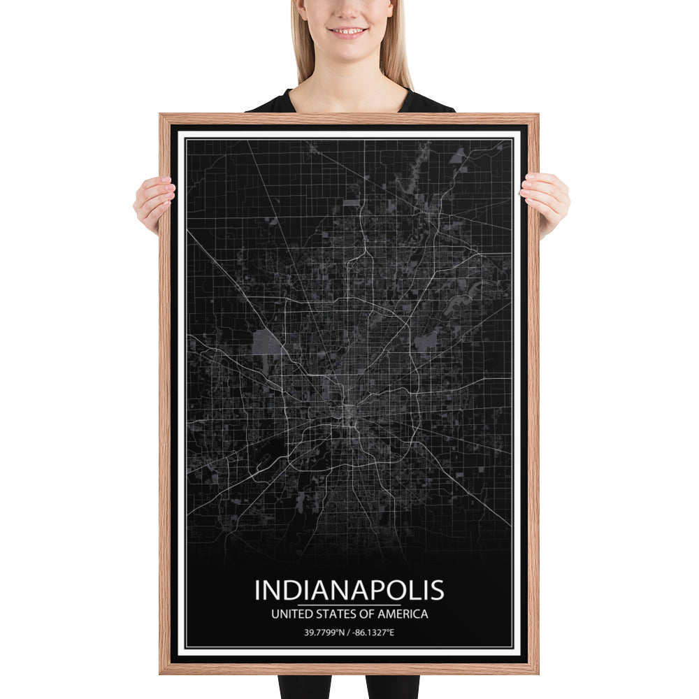 Indianapolis Black Framed Map