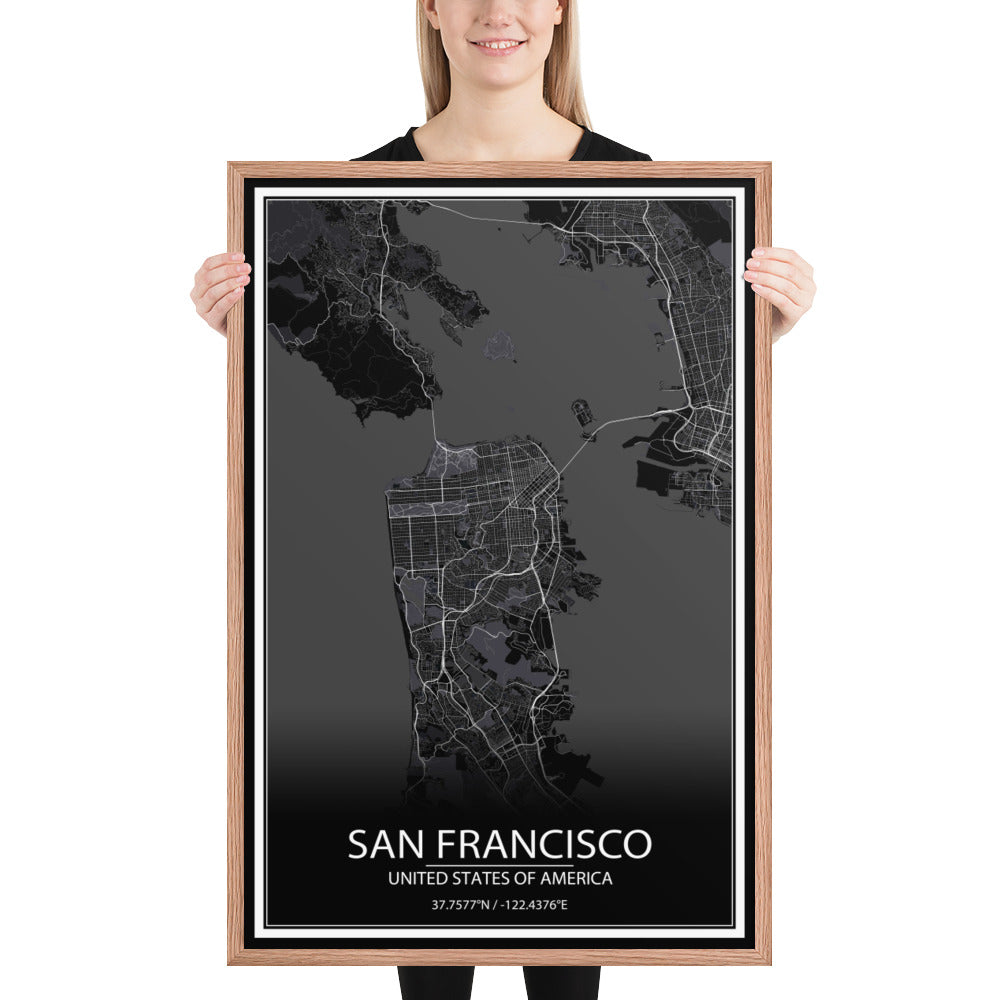 San Francisco Black Framed Map