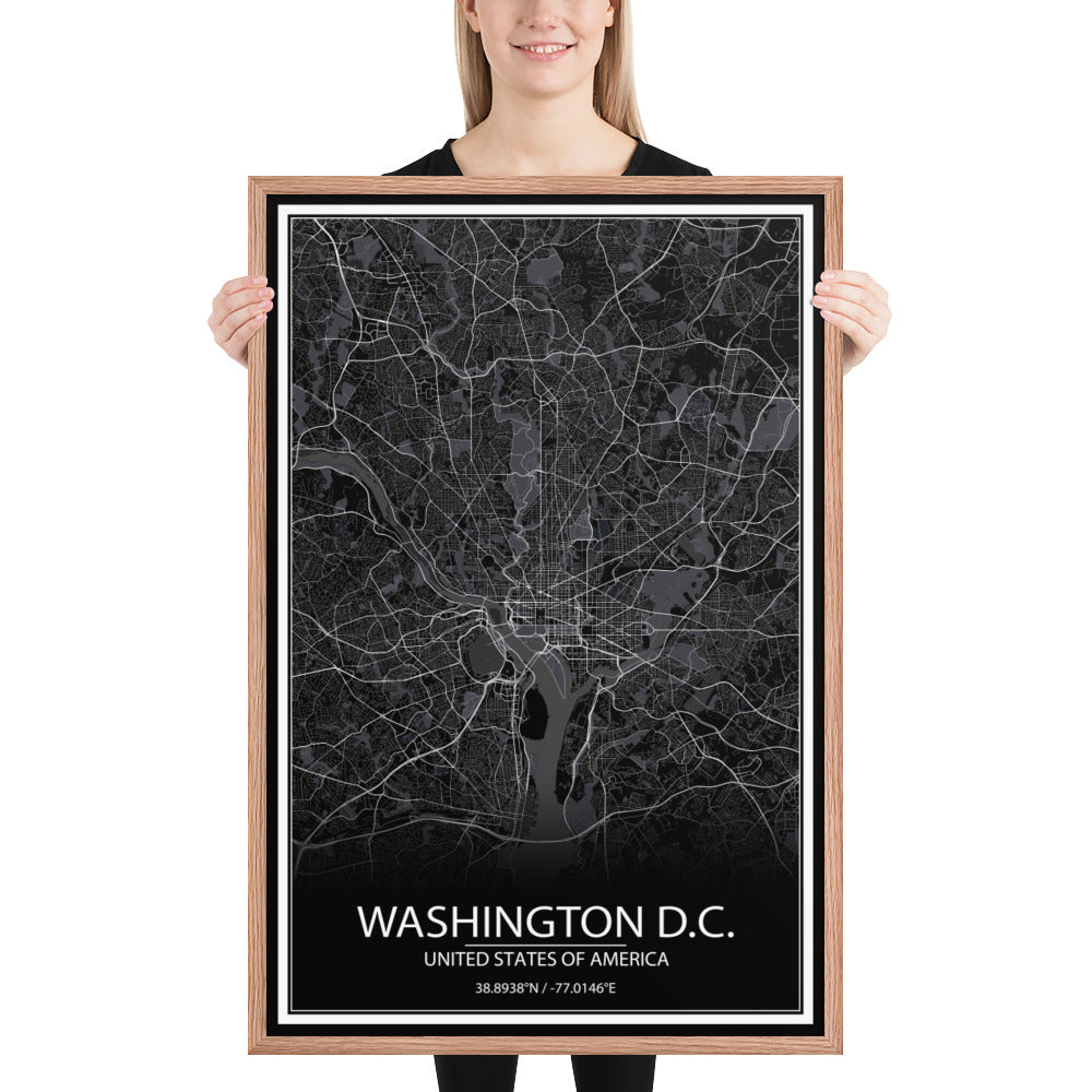 Washington, D.C. Black Framed Map