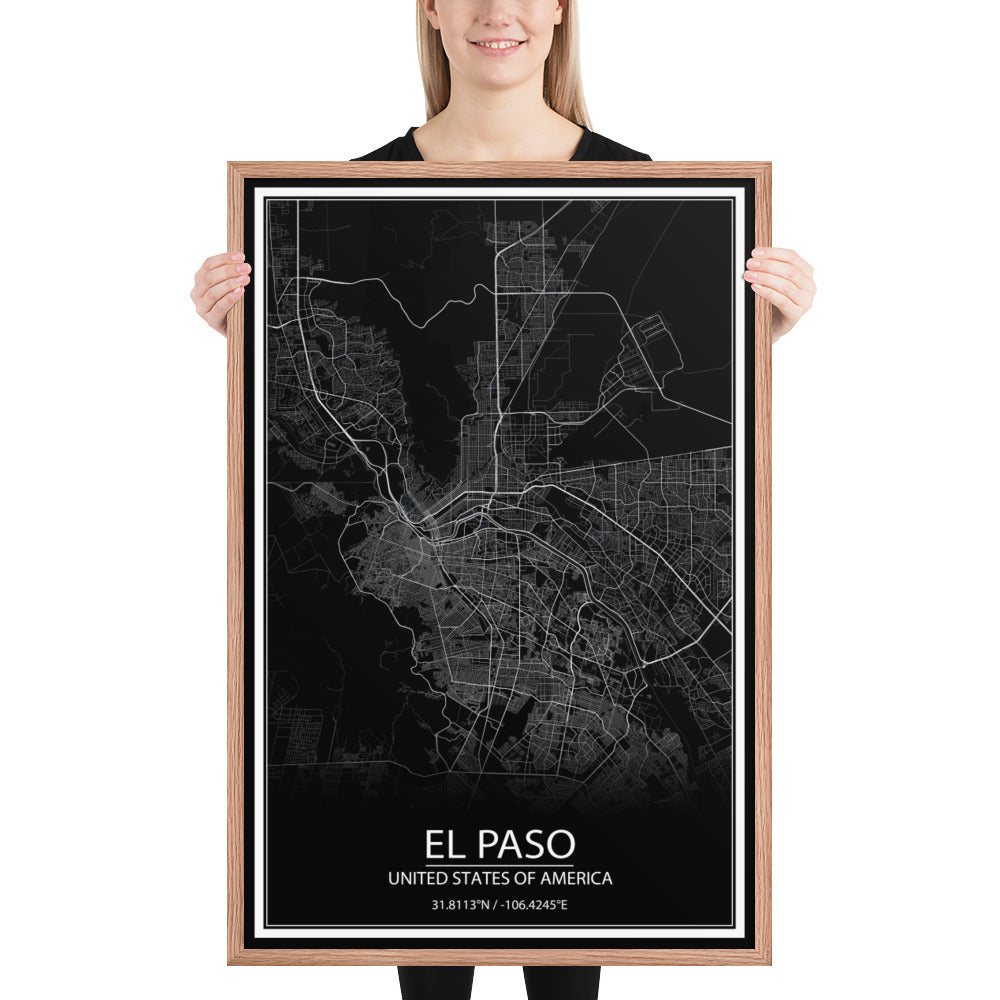 El Paso Black Framed Map