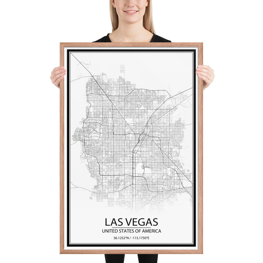 Las Vegas White Framed Map