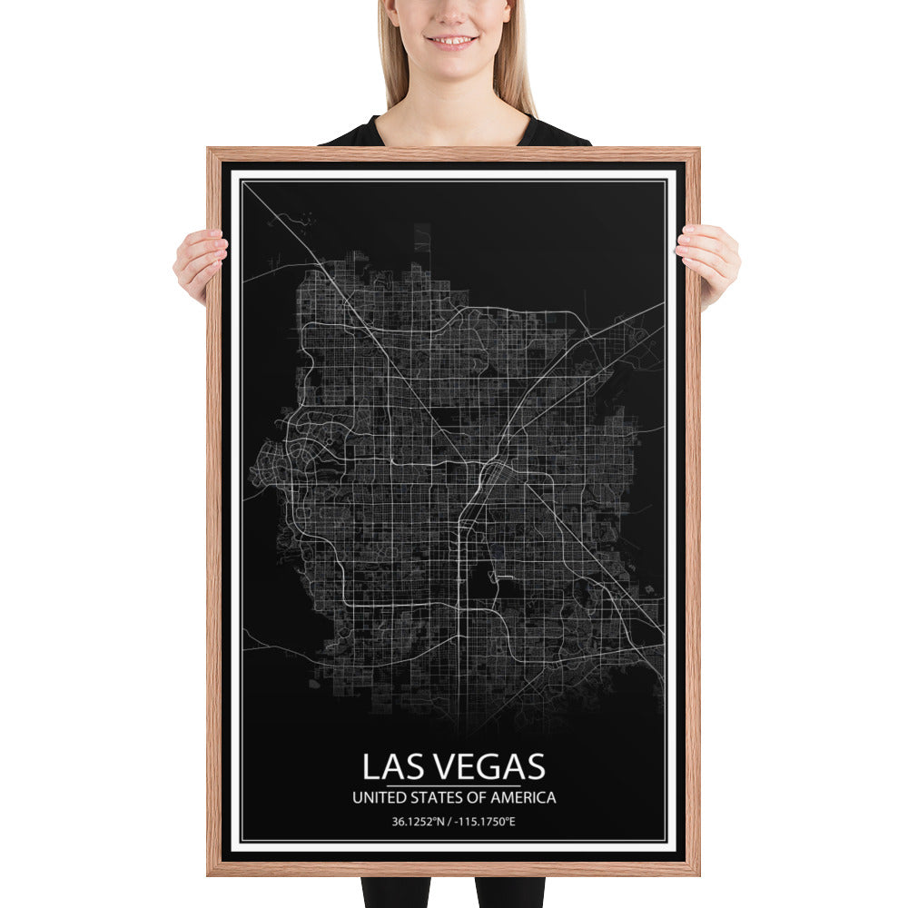 Las Vegas Black Framed Map