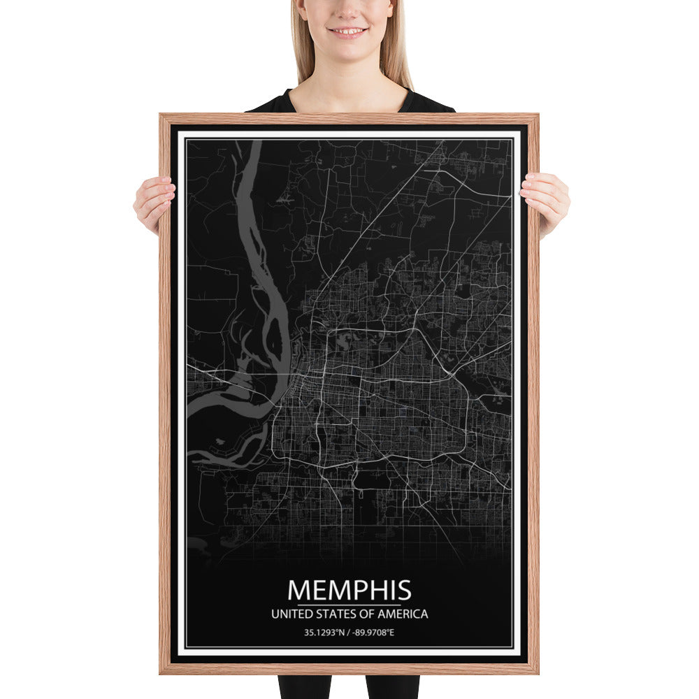 Memphis Black Framed Map