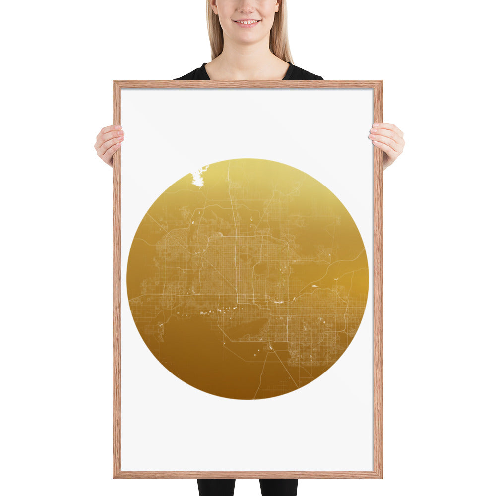 Phoenix Gold on White Framed Map