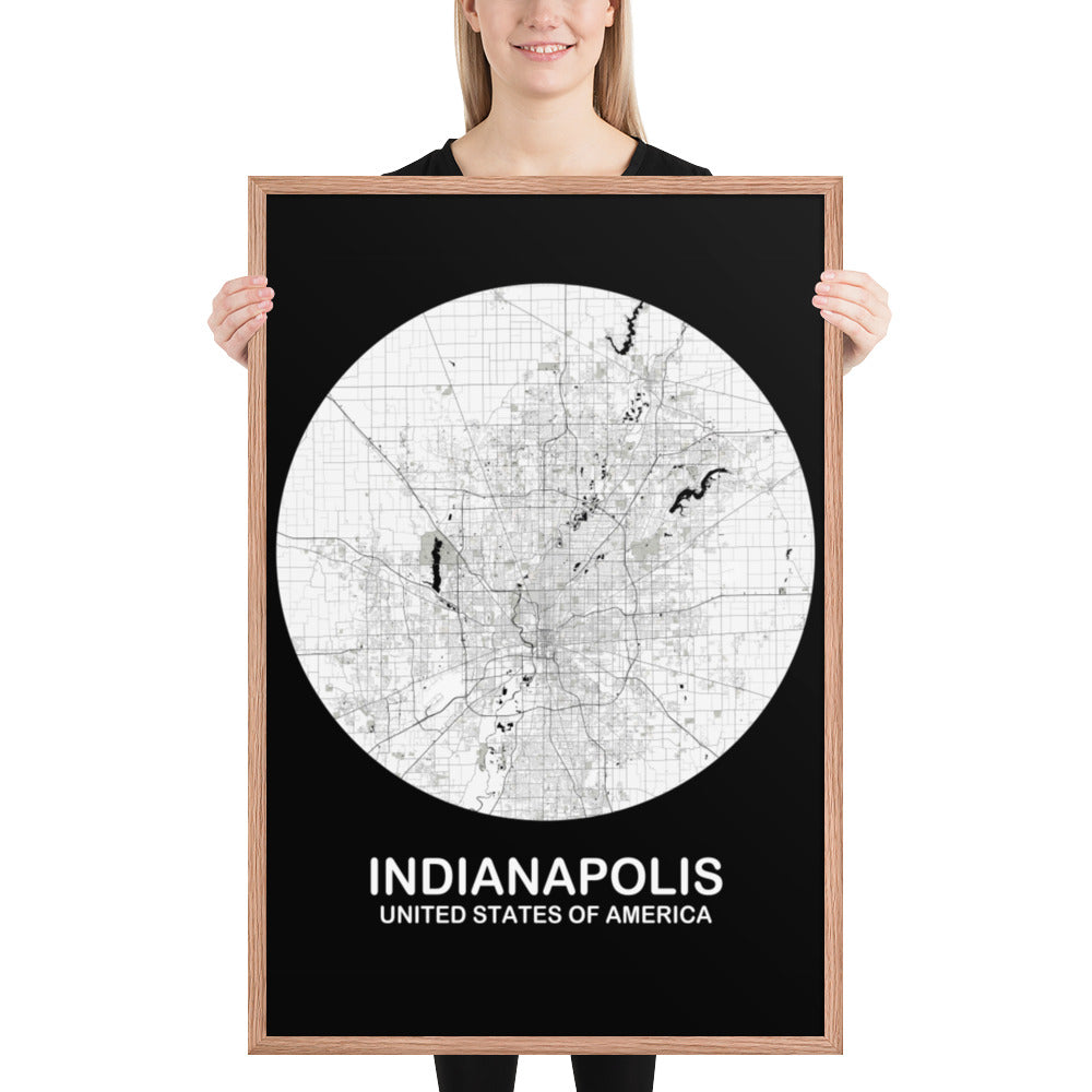 Indianapolis Circular White Framed Map