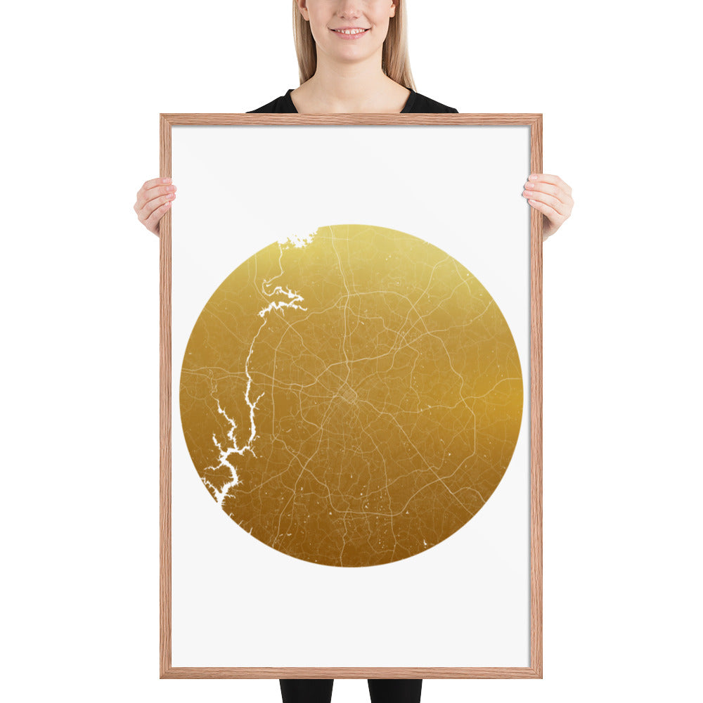 Charlotte Gold on White Framed Map