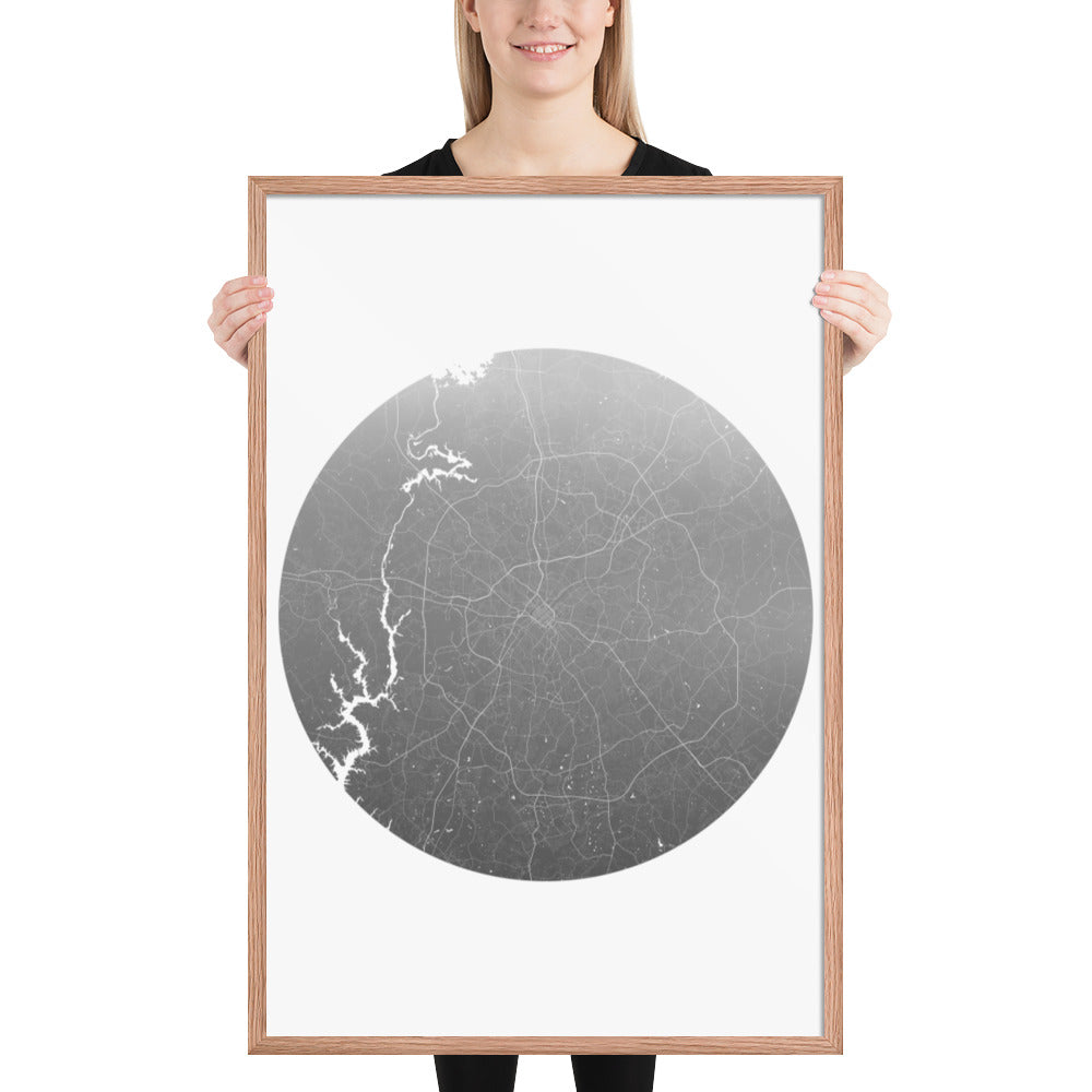 Charlotte Silver on White Framed Map