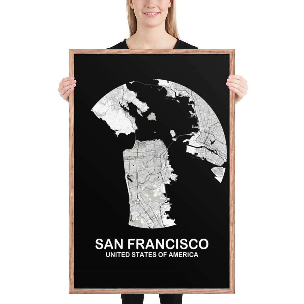 San Francisco Circular White Framed Map