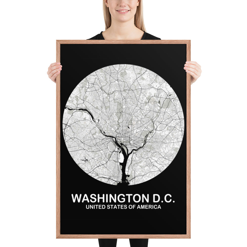 Washington, D.C. Circular White Framed Map