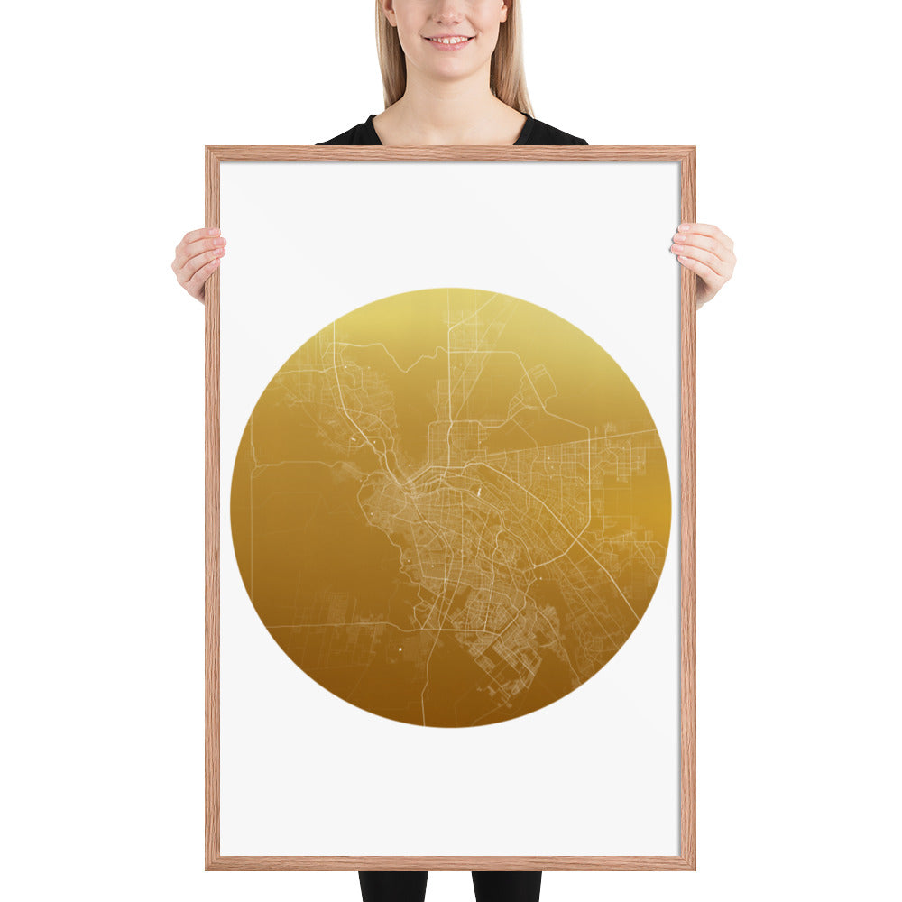 El Paso Gold on White Framed Map