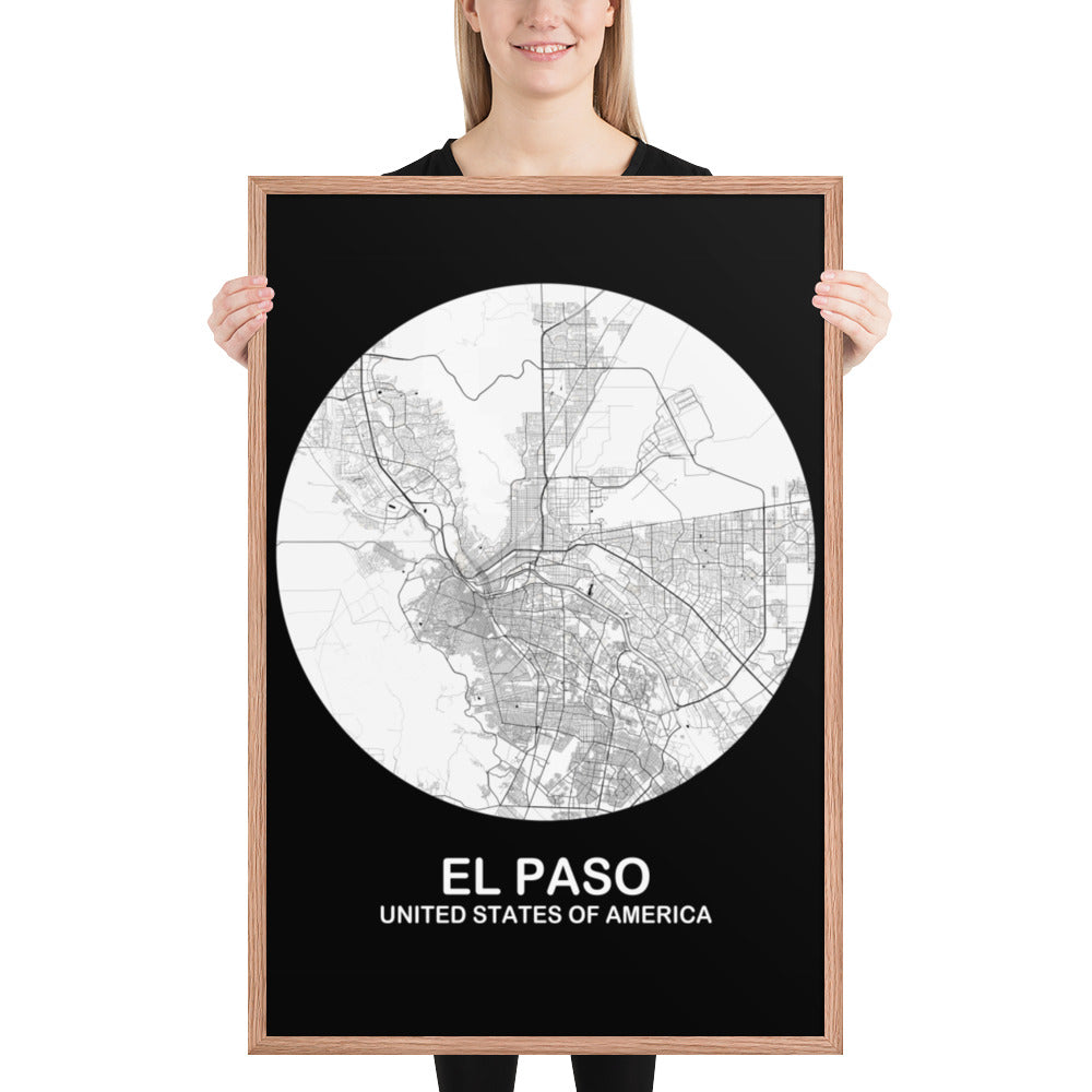 El Paso Circular White Framed Map