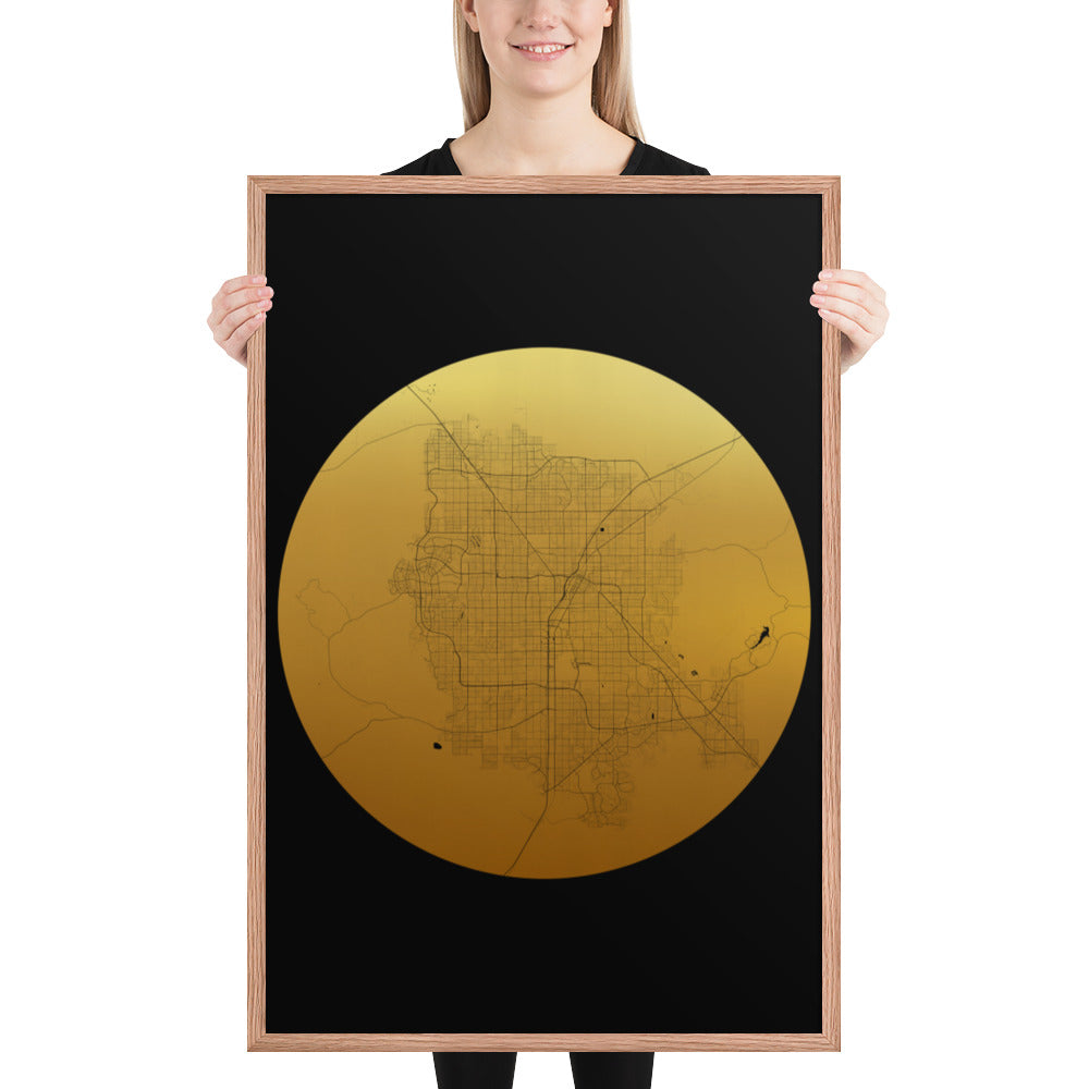 Las Vegas Gold on Black Framed Map