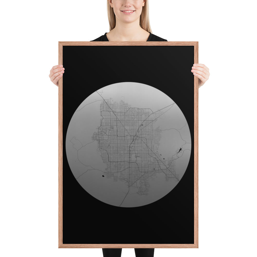 Las Vegas Silver on Black Framed Map