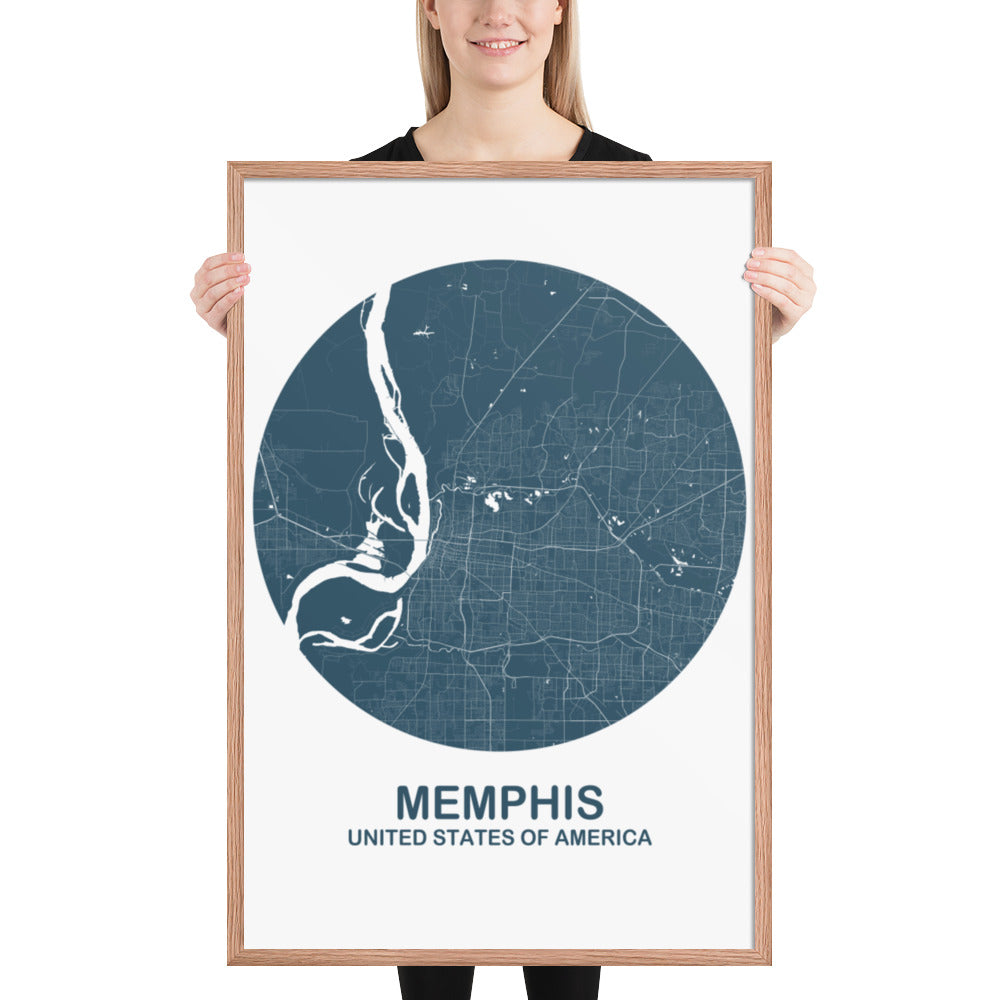 Memphis Circular Blue Framed Map