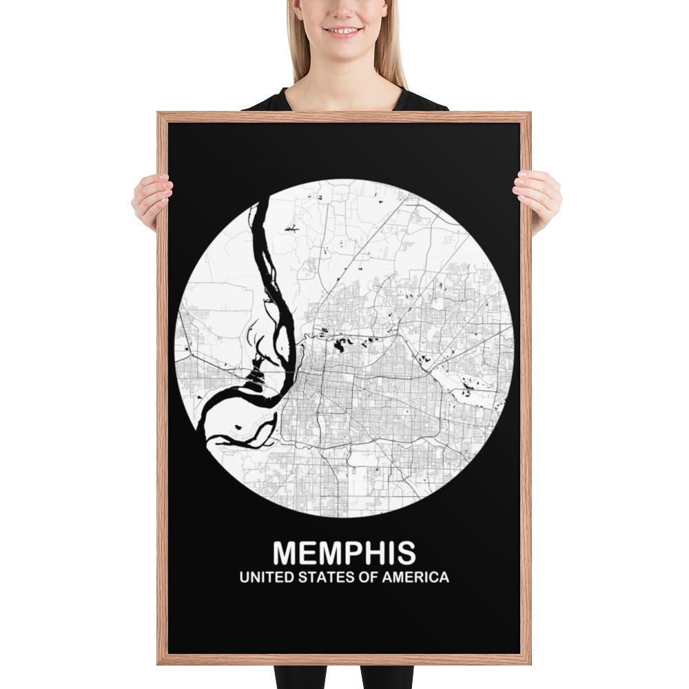 Memphis Circular White Framed Map