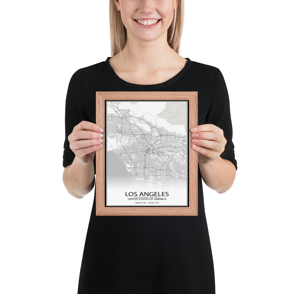 Los Angeles White Framed Map