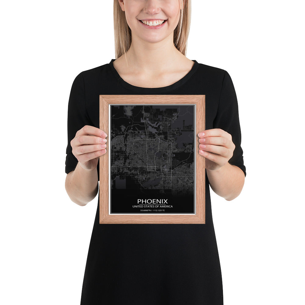 Phoenix Black Framed Map