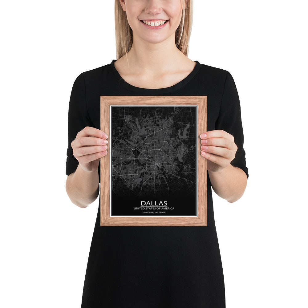 Dallas Black Framed Map