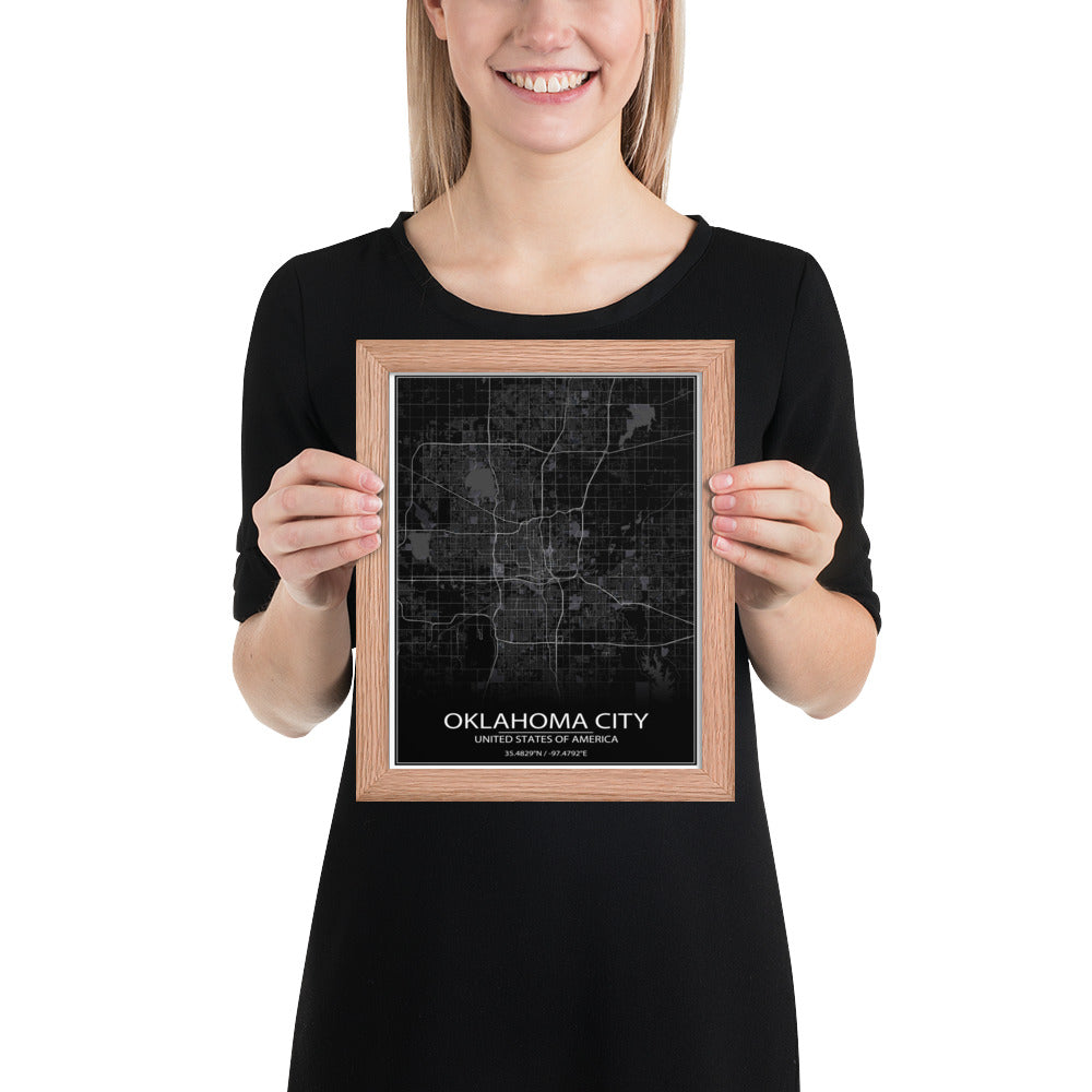 Oklahoma City Black Framed Map