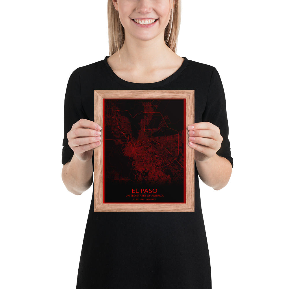 El Paso Black and Red Framed Map