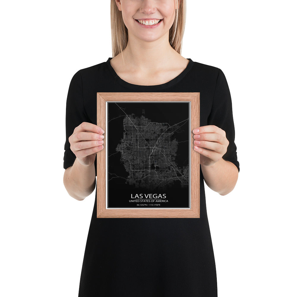 Las Vegas Black Framed Map