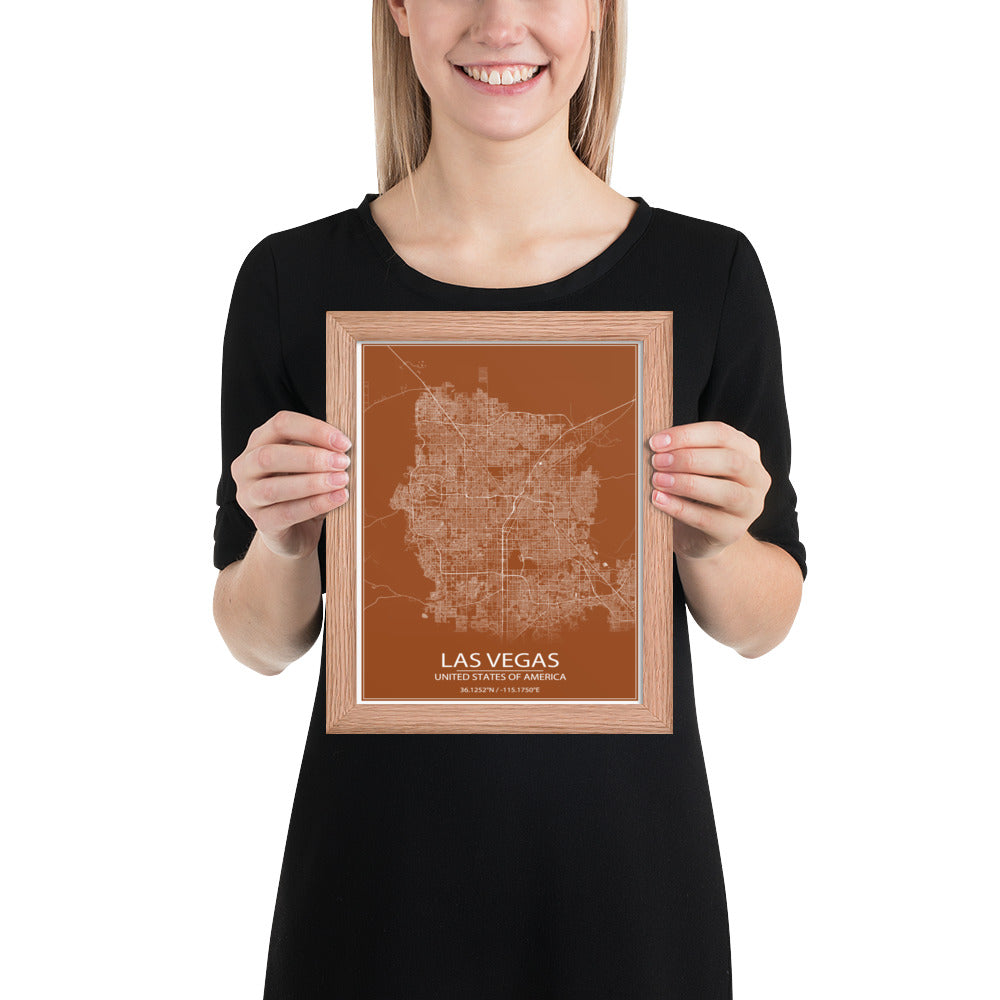 Las Vegas Brown and White Framed Map