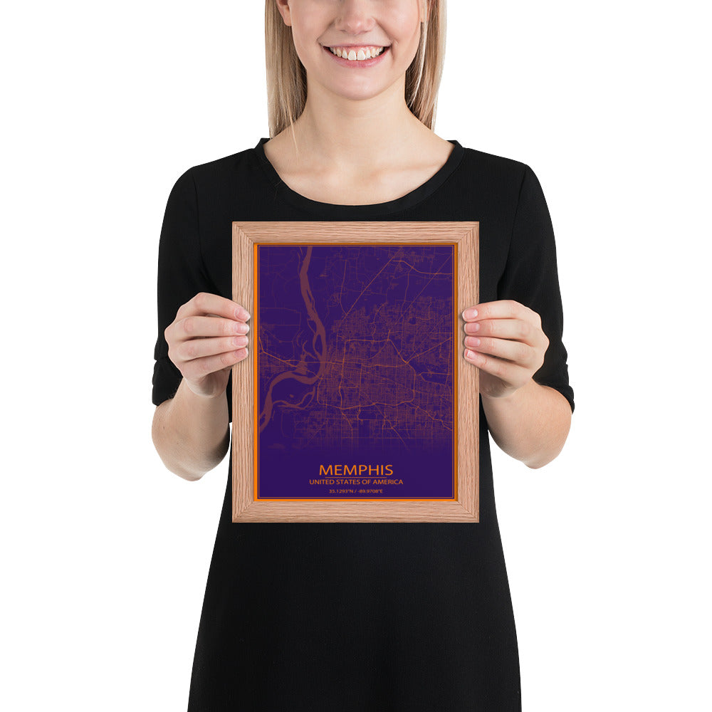 Memphis Purple and Orange Framed Map