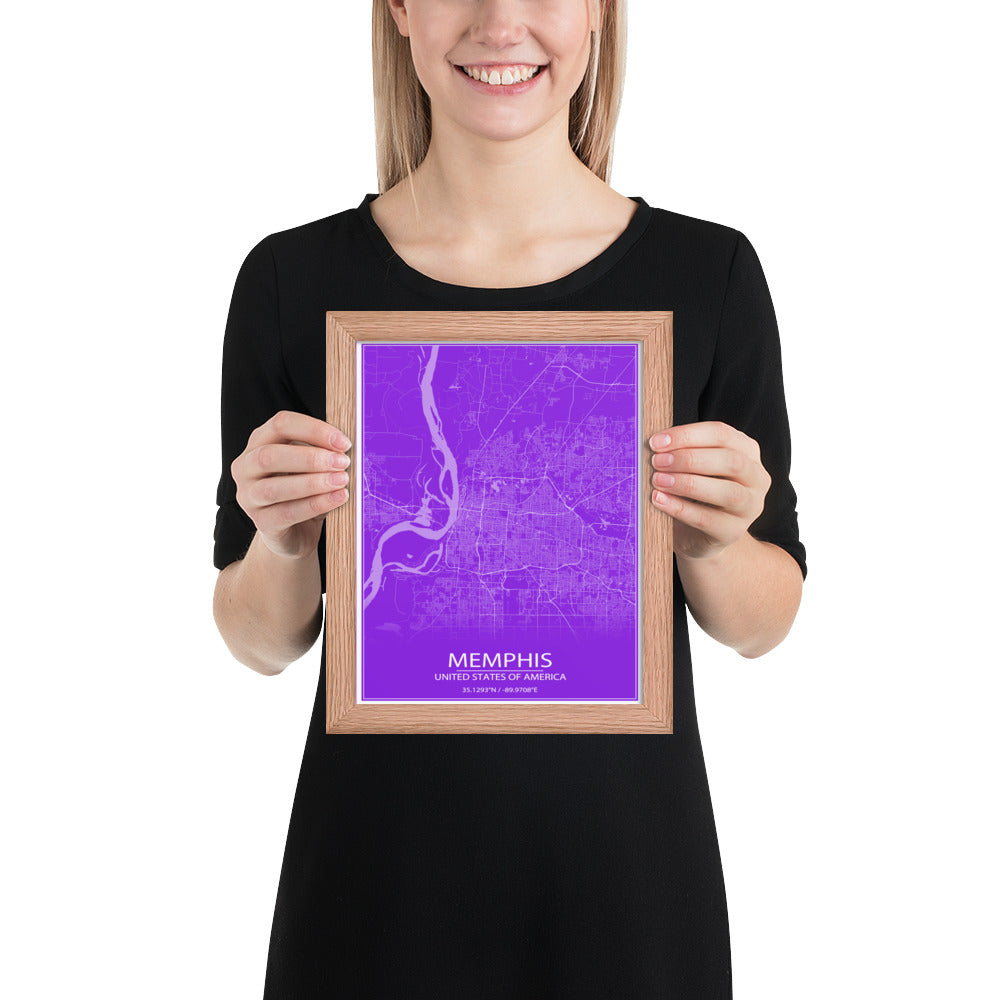 Memphis Purple and White Framed Map