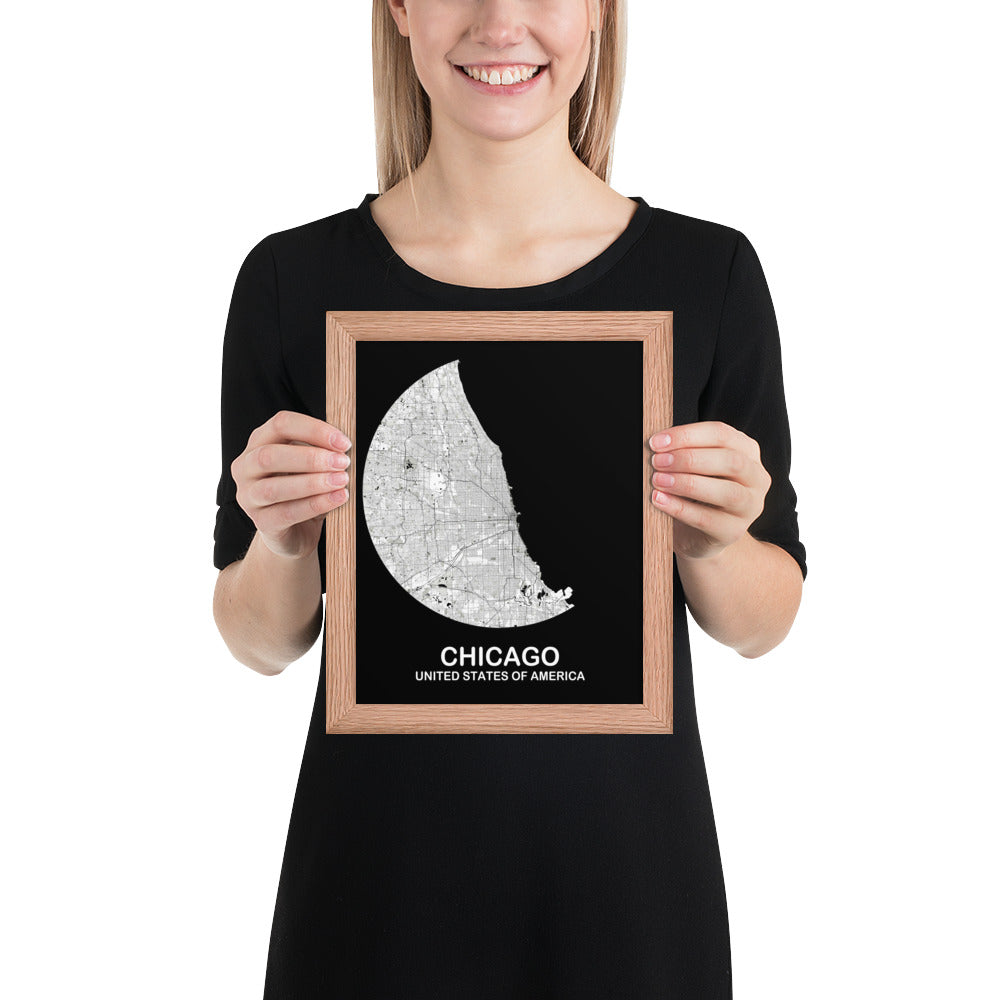 Chicago Circular White Framed Map