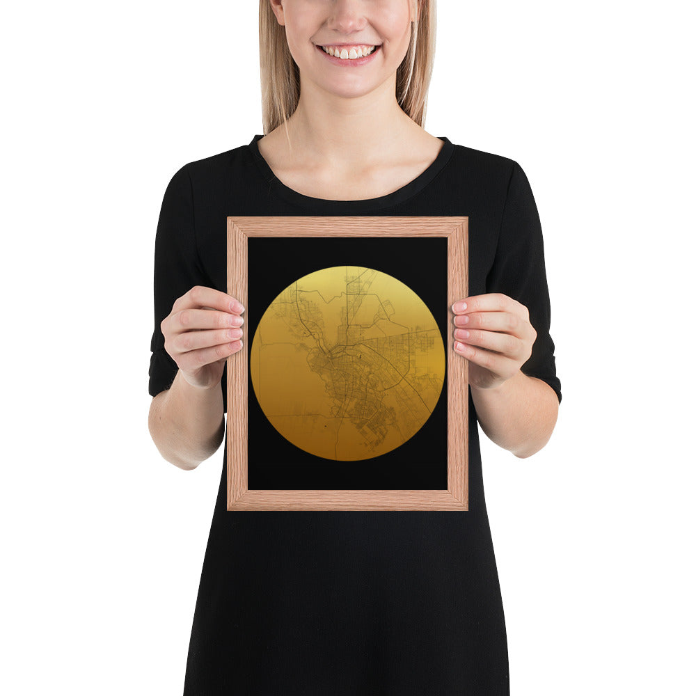 El Paso Gold on Black Framed Map