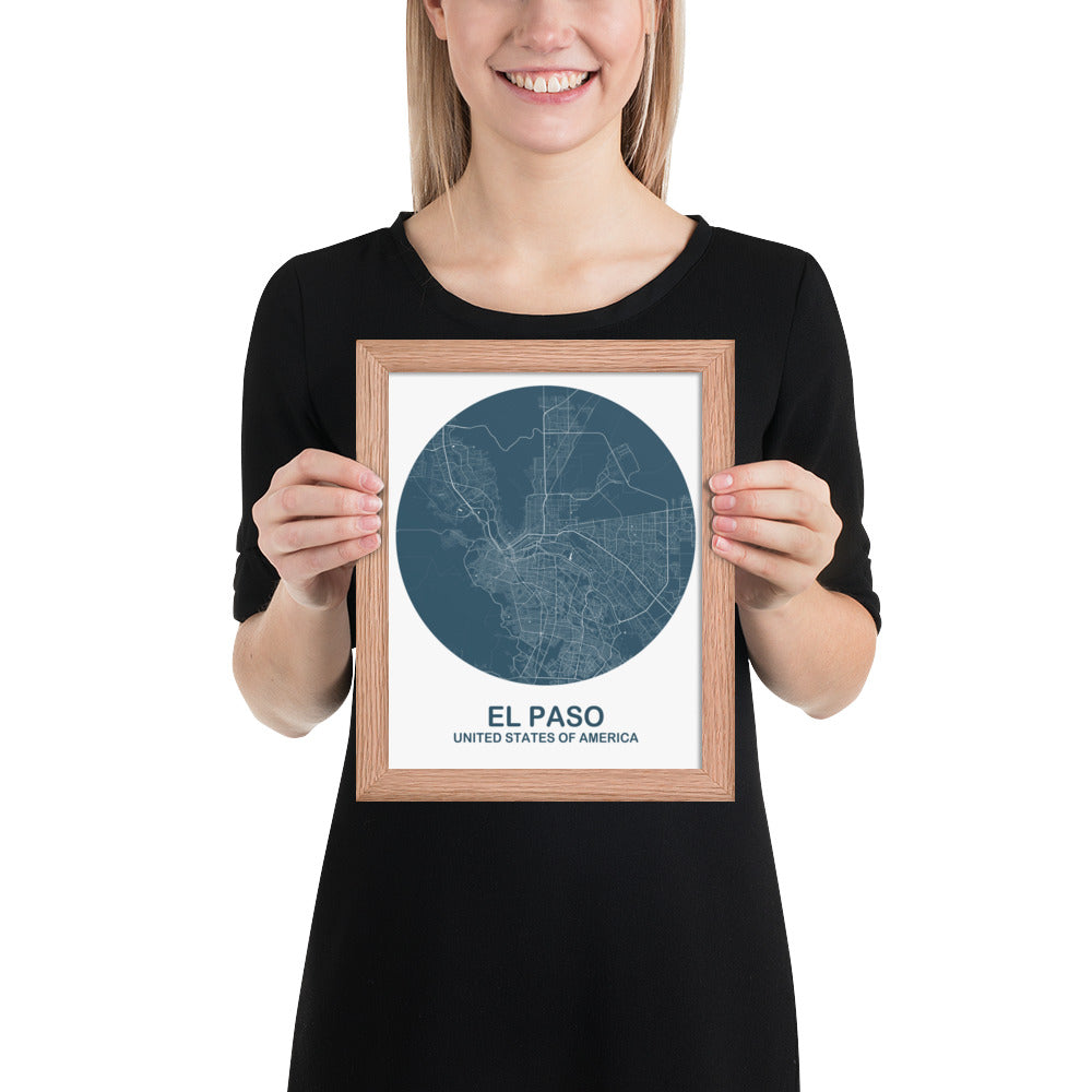 El Paso Circular Blue Framed Map