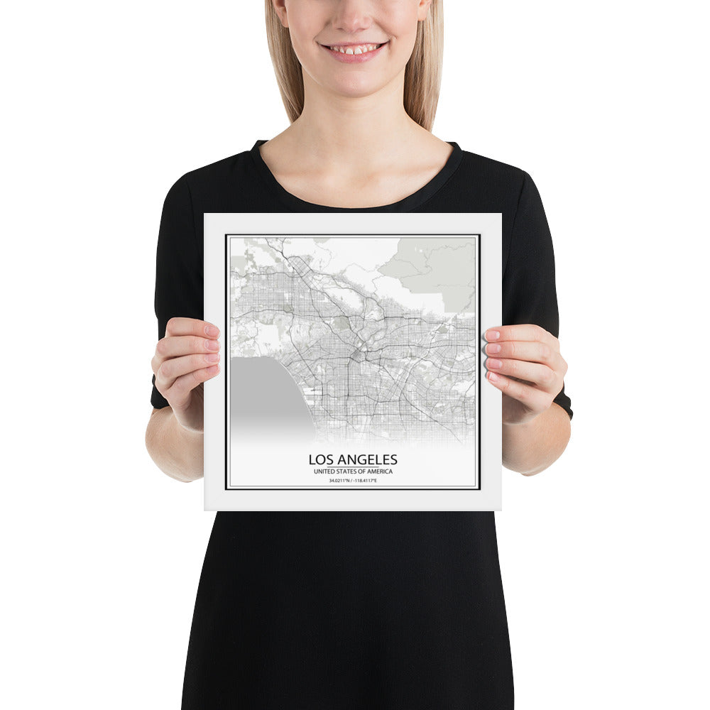 Los Angeles White Framed Map